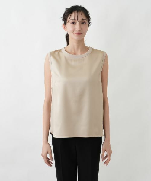 Leilian PLUS HOUSE / レリアンプラスハウス シャツ・ブラウス | 異素材コンビ ノースリーブトップス | 詳細13