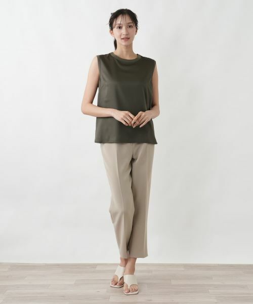 Leilian PLUS HOUSE / レリアンプラスハウス シャツ・ブラウス | 異素材コンビ ノースリーブトップス | 詳細4