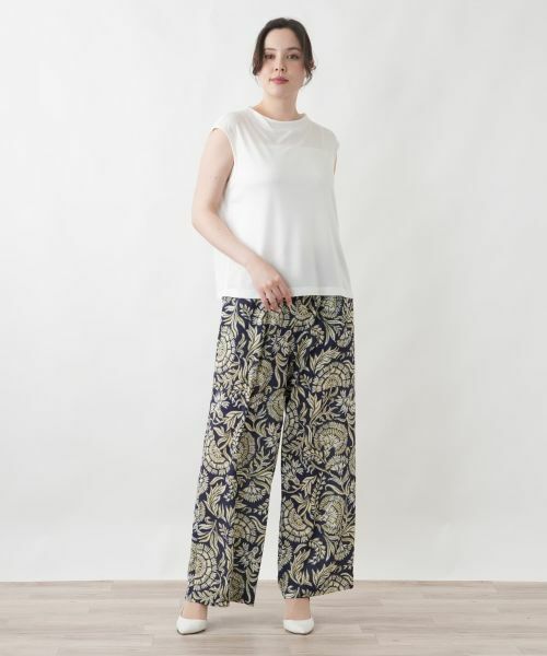 Leilian PLUS HOUSE / レリアンプラスハウス その他パンツ | ボタニカル柄ワイドパンツ【2026年5月カタログ】 | 詳細1