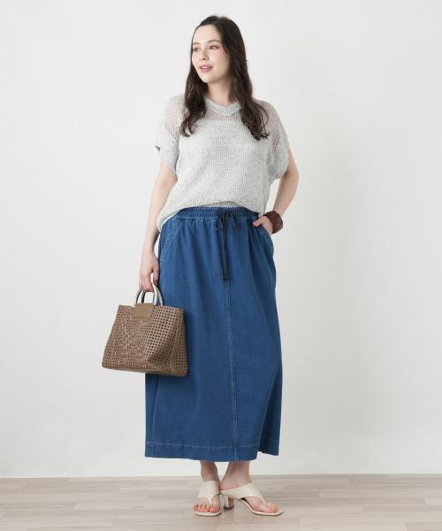 Leilian PLUS HOUSE / レリアンプラスハウス ミニ・ひざ丈スカート | 【接触冷感】スカートスカート【L JEANS】（ブルー系）