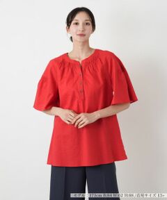 Leilian PLUS HOUSE / レリアンプラスハウス シャツ・ブラウス | 楊柳風ギャザーチュニック