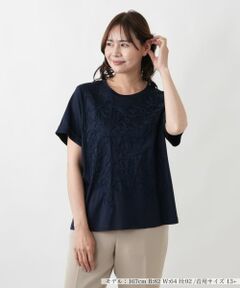 Leilian PLUS HOUSE / レリアンプラスハウス カットソー | フラワーモチーフカットソー【MUSE BY ROCHAS Premiere】