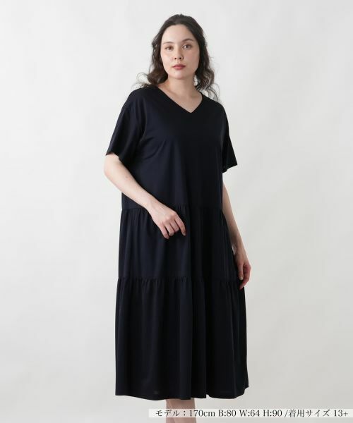Leilian PLUS HOUSE / レリアンプラスハウス ドレス | ワンピース【接触冷感】(ネイビー)
