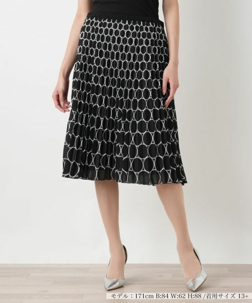 Leilian PLUS HOUSE / レリアンプラスハウス ロング・マキシ丈スカート | プリーツスカート【Leilian WHITE LABEL】（ブラック）