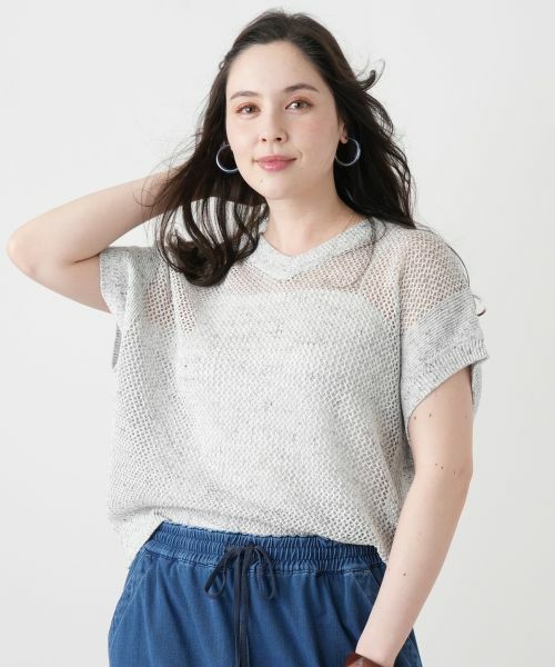 Leilian PLUS HOUSE / レリアンプラスハウス テーラードジャケット | 2WAYメッシュニット【Leilian WHITE LABEL】 | 詳細1