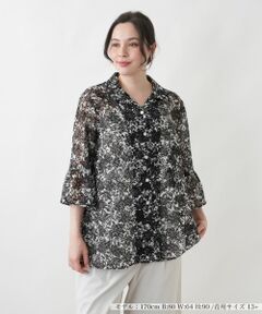 Leilian PLUS HOUSE / レリアンプラスハウス シャツ・ブラウス | シアープリントブラウスLeilian WHITE LABEL】【ライトオケージョン】