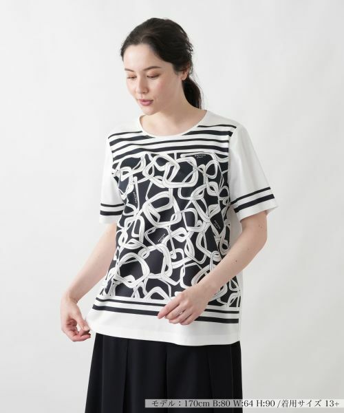 Leilian PLUS HOUSE / レリアンプラスハウス Tシャツ | Tシャツ【ROCHAS Premiere】（ネイビー）