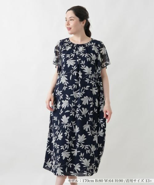 Leilian PLUS HOUSE / レリアンプラスハウス ドレス | ワンピース【ROCHAS Premiere】(ネイビー)