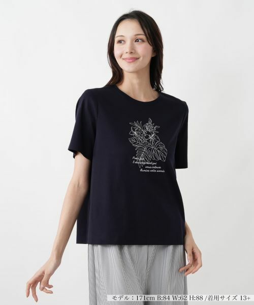 Leilian PLUS HOUSE / レリアンプラスハウス Tシャツ | Tシャツ【接触冷感】（ネイビー）