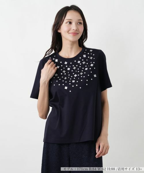 Leilian PLUS HOUSE / レリアンプラスハウス Tシャツ | Tシャツ【Leilian WHITE LABEL】(ネイビー)