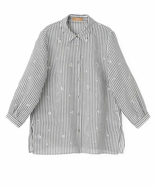 Leilian PLUS HOUSE / レリアンプラスハウス シャツ・ブラウス | シャツブラウス【Leilian WHITE LABEL】（グレー）