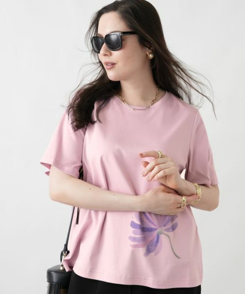 Leilian PLUS HOUSE / レリアンプラスハウス Tシャツ | 【接触冷感】Tシャツ【Leilian WHITE LABEL】（ピンク）
