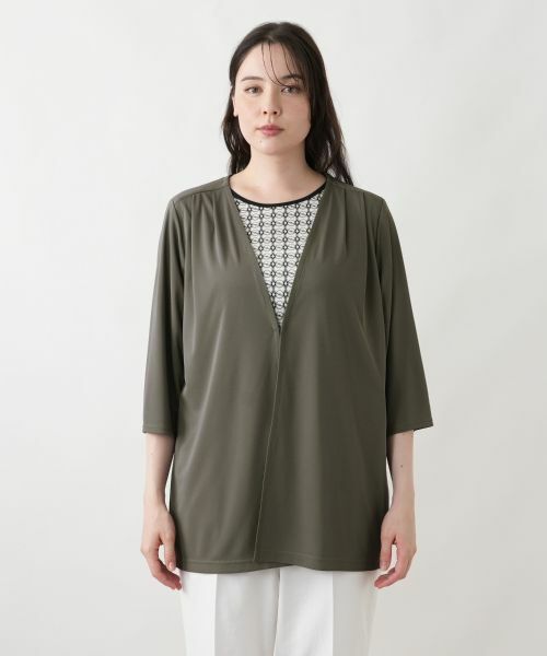 Leilian PLUS HOUSE / レリアンプラスハウス テーラードジャケット | 【接触冷感・吸水・速乾】ドレープジャケット【Leilian WHITE LABEL】 | 詳細10
