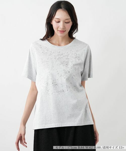 Leilian PLUS HOUSE / レリアンプラスハウス Tシャツ | Tシャツ【Leilian WHITE LABEL】（アッシュグレー）