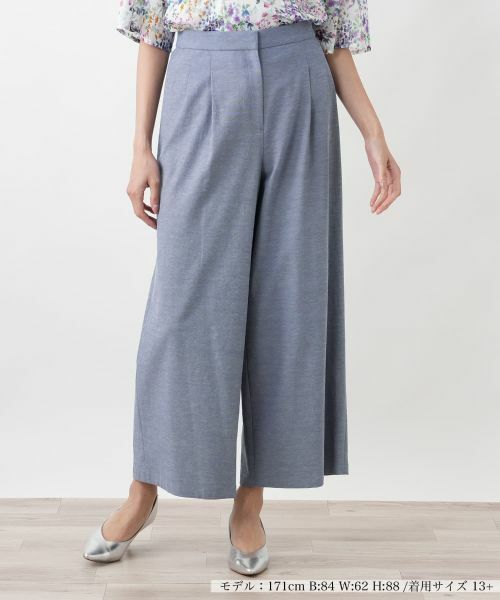 Leilian PLUS HOUSE / レリアンプラスハウス その他パンツ | ワイドパンツ【Leilian WHITE LABEL】【UVケア・吸水・速乾】（ブルー系）