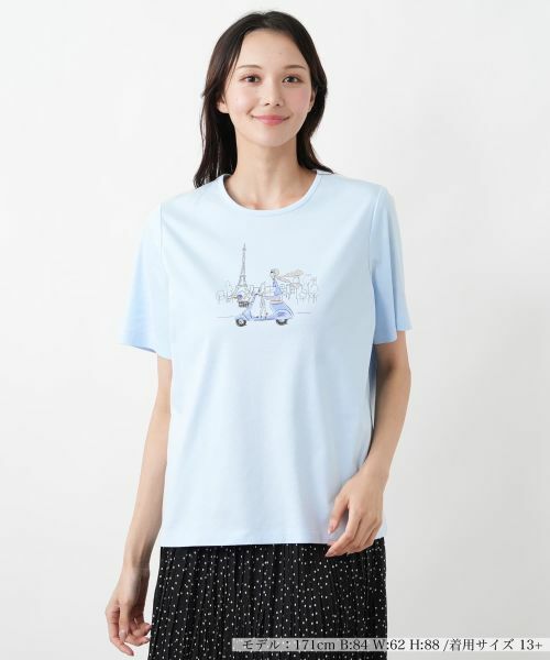 Leilian PLUS HOUSE / レリアンプラスハウス Tシャツ | Tシャツ（サックスブルー）