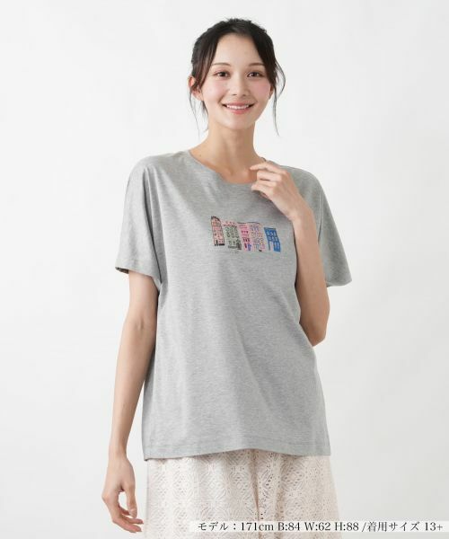 Leilian PLUS HOUSE / レリアンプラスハウス Tシャツ | Tシャツ（ライトグレー）