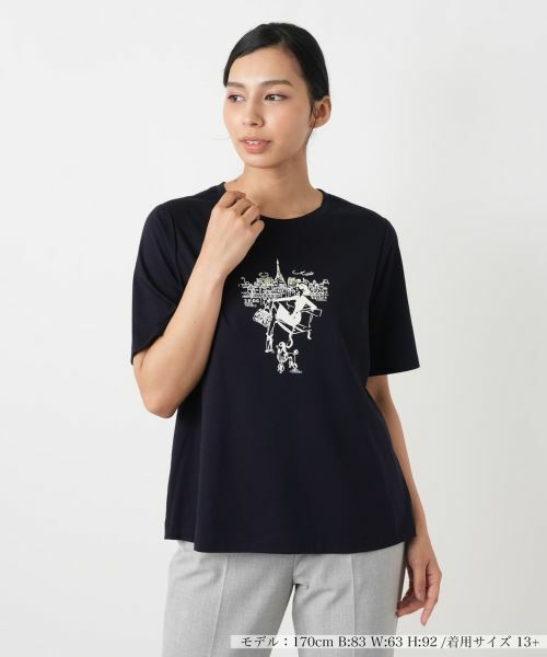 Leilian PLUS HOUSE / レリアンプラスハウス Tシャツ | Tシャツ【Leilian WHITE LABEL】（ネイビー）