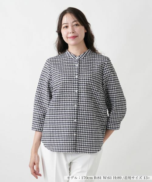 Leilian PLUS HOUSE / レリアンプラスハウス シャツ・ブラウス | ブラウス【Leilian WHITE LABEL】（ネイビー）
