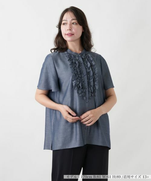 Leilian PLUS HOUSE / レリアンプラスハウス シャツ・ブラウス | ブラウス【Leilian WHITE LABEL】（ネイビー系）
