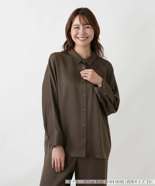 Leilian PLUS HOUSE / レリアンプラスハウス シャツ・ブラウス | ブラウス【ROCHAS Premiere】（ダークブラウン系）