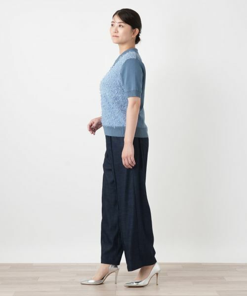 Leilian PLUS HOUSE / レリアンプラスハウス ポロシャツ | 異素材切替ニットポロシャツ【BOURGE】 | 詳細2