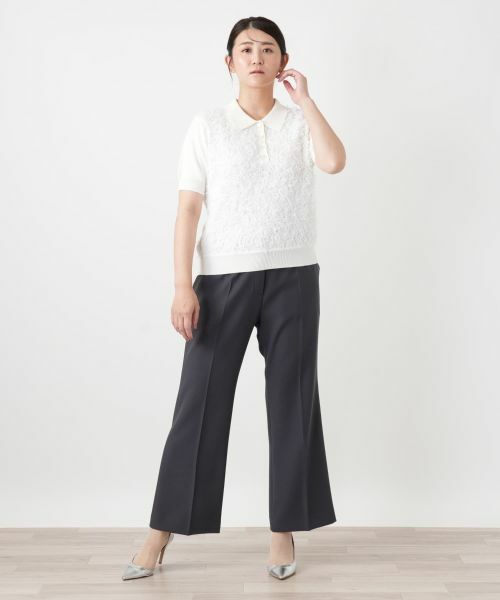 Leilian PLUS HOUSE / レリアンプラスハウス ポロシャツ | 異素材切替ニットポロシャツ【BOURGE】 | 詳細4