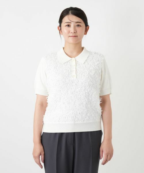 Leilian PLUS HOUSE / レリアンプラスハウス ポロシャツ | 異素材切替ニットポロシャツ【BOURGE】 | 詳細7