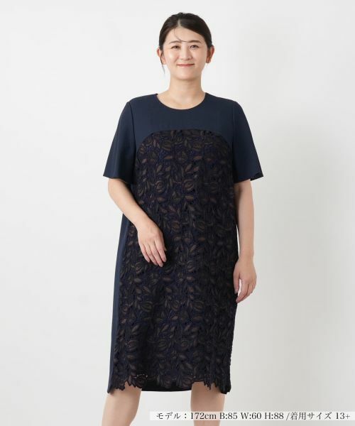 Leilian PLUS HOUSE / レリアンプラスハウス ドレス | ワンピース【Leilian WHITE LABEL】(ネイビー)