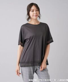 ＊＊Leilian PLUS HOUSE__ / レリアンプラスハウス カットソー | レース切替クルーネックカットソー