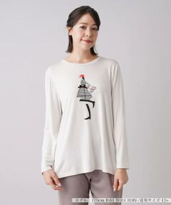 ＊＊Leilian PLUS HOUSE__ / レリアンプラスハウス カットソー | ビジュープリントロングTシャツ