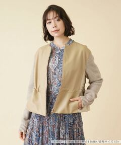 ＊＊Leilian PLUS HOUSE__ / レリアンプラスハウス レザーブルゾン・ジャケット | シープレザー切替ジャケット