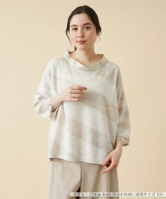 ＊＊Leilian PLUS HOUSE__ / レリアンプラスハウス ニット・セーター | ボーダー切替七分袖プルオーバー