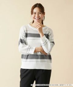 ＊＊Leilian PLUS HOUSE__ / レリアンプラスハウス ニット・セーター | ボーダー切替メッシュニット