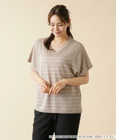 ＊＊Leilian PLUS HOUSE__ / レリアンプラスハウス ニット・セーター | ボーダーVネックフレンチスリーブニット