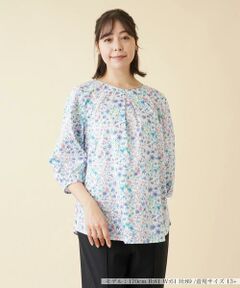 ＊＊Leilian PLUS HOUSE__ / レリアンプラスハウス シャツ・ブラウス | ボタニカル柄七分袖スモックブラウス
