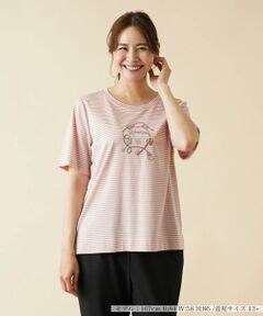 ＊＊Leilian PLUS HOUSE__ / レリアンプラスハウス カットソー | 刺繍半袖ボーダーカットソー