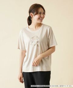 ＊＊Leilian PLUS HOUSE__ / レリアンプラスハウス カットソー | 刺繍半袖ボーダーカットソー