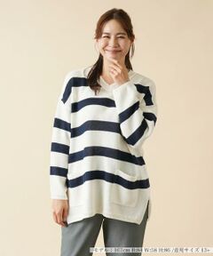 ＊＊Leilian PLUS HOUSE__ / レリアンプラスハウス ニット・セーター | ボーダーVネックニットプルオーバー