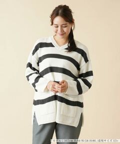 ＊＊Leilian PLUS HOUSE__ / レリアンプラスハウス ニット・セーター | ボーダーVネックニットプルオーバー