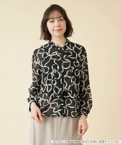 ＊＊Leilian PLUS HOUSE__ / レリアンプラスハウス シャツ・ブラウス | リボン柄ボウタイブラウス