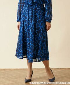 ＊＊Leilian PLUS HOUSE__ / レリアンプラスハウス ミニ・ひざ丈スカート | リボン柄フレアスカート