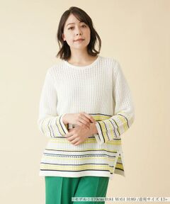 ＊＊Leilian PLUS HOUSE__ / レリアンプラスハウス ニット・セーター | ボーダー透かし編みニットプルオーバー