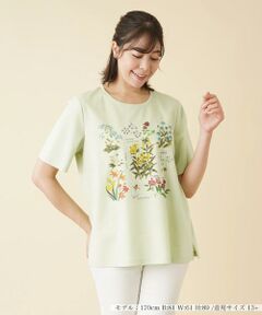 ＊＊Leilian PLUS HOUSE__ / レリアンプラスハウス カットソー | フラワープリントＴシャツ