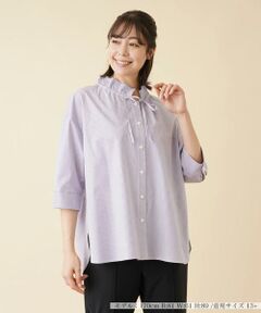 ＊＊Leilian PLUS HOUSE__ / レリアンプラスハウス シャツ・ブラウス | フリルカラーストライプブラウス