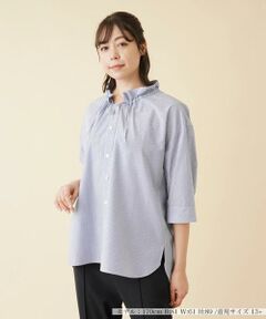 ＊＊Leilian PLUS HOUSE__ / レリアンプラスハウス シャツ・ブラウス | フリルカラーストライプブラウス