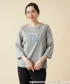 ＊＊Leilian PLUS HOUSE__ / レリアンプラスハウス カットソー | ロゴ刺繍七分袖Tカットソー