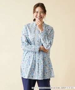 ＊＊Leilian PLUS HOUSE__ / レリアンプラスハウス シャツ・ブラウス | ピンタックフラワー柄ブラウス