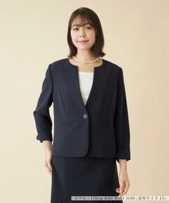 ＊＊Leilian PLUS HOUSE__ / レリアンプラスハウス ノーカラージャケット | キーネックジャケット