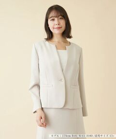 ＊＊Leilian PLUS HOUSE__ / レリアンプラスハウス ノーカラージャケット | キーネックジャケット